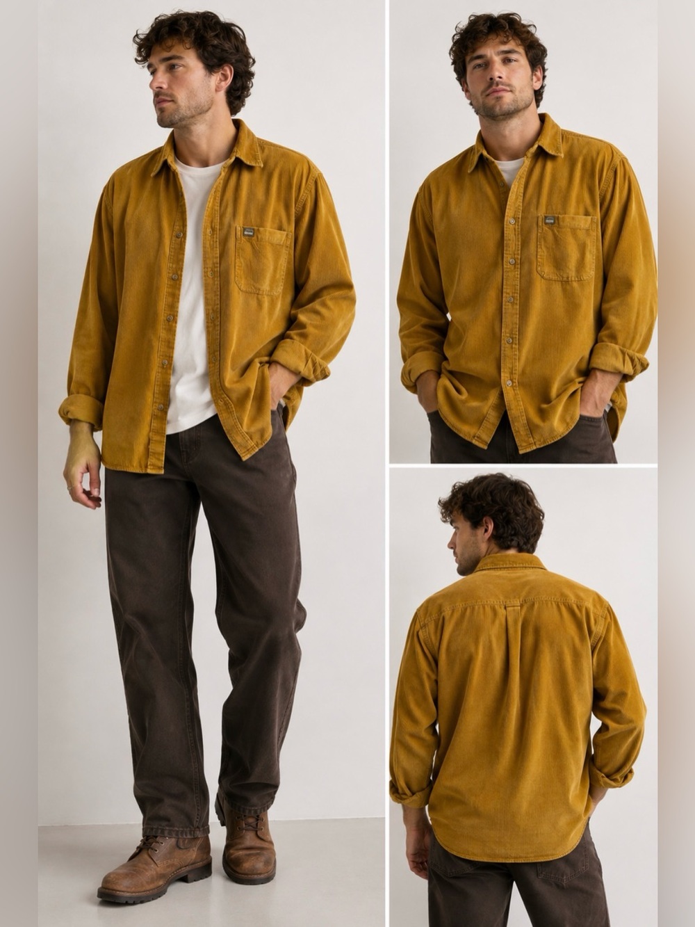 Pacific Trail Mustard Corduroy Shirt M | Vintage 90s Outdoor Workwear